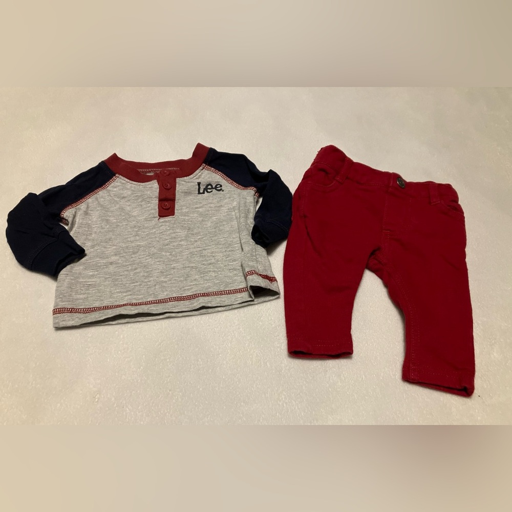 Infant Outfit with Red and Gray